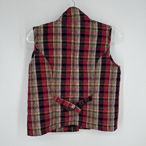 Christopher & Banks Quilted Plaid Snap Up Vest Red Multi Women's Size Medium - Picture 8 of 13